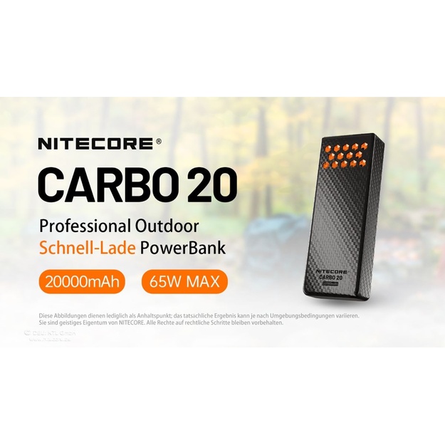 Nitecore CARBO20 Carbon Powerbank 20000mAh 65W Orange