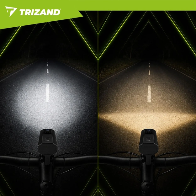 Trizand 1300lm LED Bicycle Light Front and Rear Set with Powerbank Function