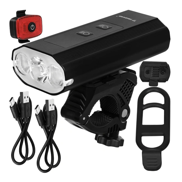 Trizand 1300lm LED Bicycle Light Front and Rear Set with Powerbank Function