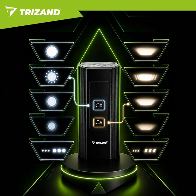 Trizand 1300lm LED Bicycle Light Front and Rear Set with Powerbank Function