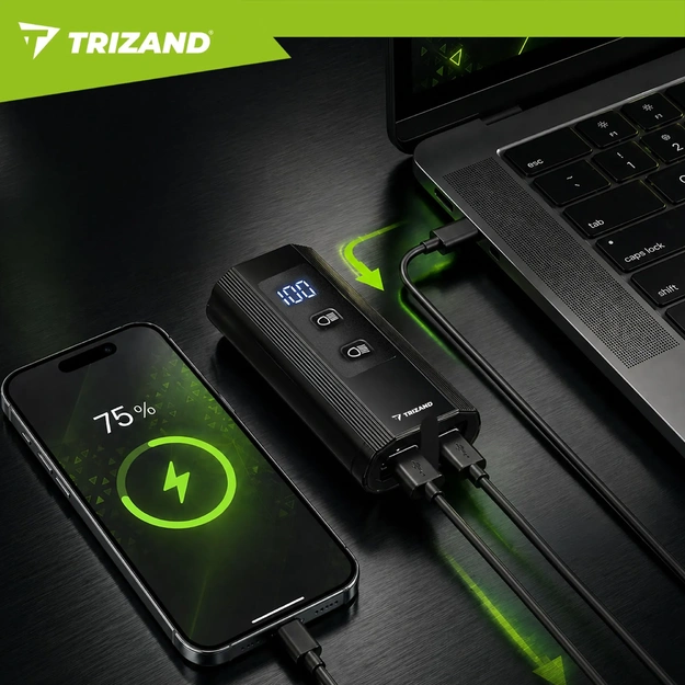 Trizand 1300lm LED Bicycle Light Front and Rear Set with Powerbank Function
