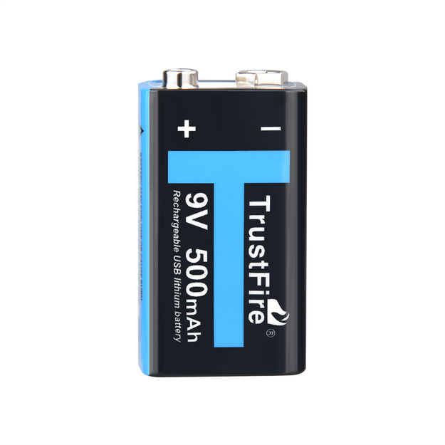 Trustfire 9V 6LR61 6F22 500mAh Li-ion Rechargeable Battery with USB-C Port and Protection