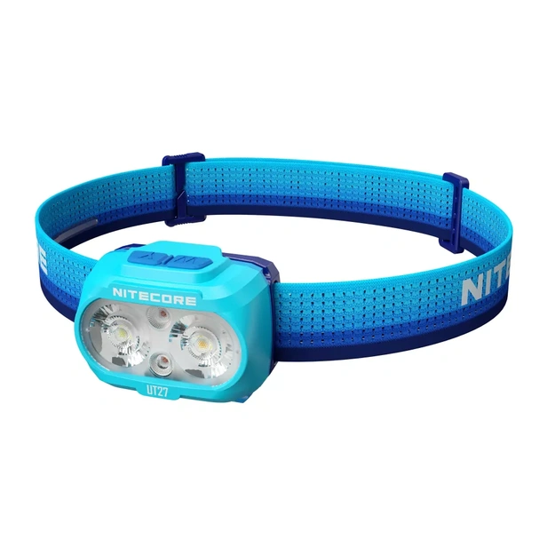 Nitecore UT27 MB galvas lukturis, 800 lm + sarkana gaisma, hibrīda baro&scaron;ana, zils/melns