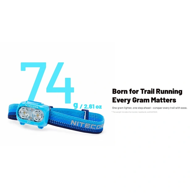 Nitecore UT27 MB galvas lukturis, 800 lm + sarkana gaisma, hibrīda baro&scaron;ana, zils/melns