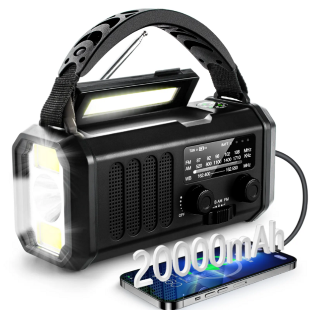 Avārijas radio ar Powerbank 20000mAh melns