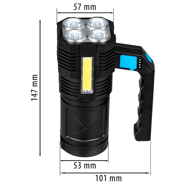 Vayox rokas lukturis 4xLED + COB 250lm VA0113