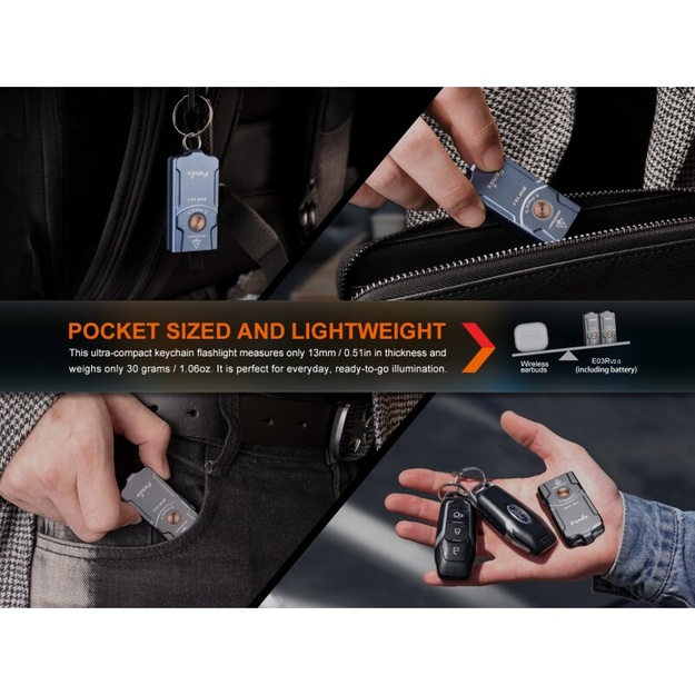 Fenix E03R V2.0 LED Keychain Flashlight Limited Edition, Orange