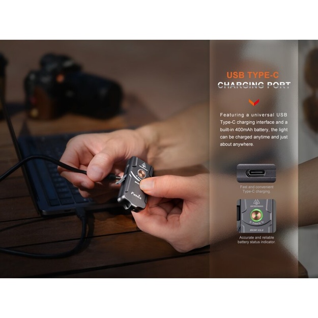 Fenix E03R V2.0 LED Keychain Flashlight Limited Edition, Orange