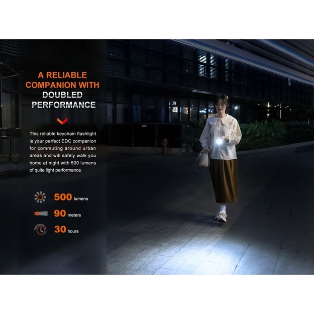 Fenix E03R V2.0 LED Keychain Flashlight Limited Edition, Orange