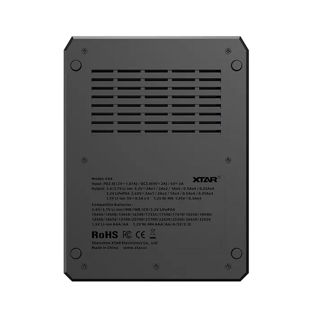 XTAR VX4 V2 Li-ion 1.5 V / 3.6 V / 3.7 V / Li-FePO4 / Ni-MH battery charger complete with power supply