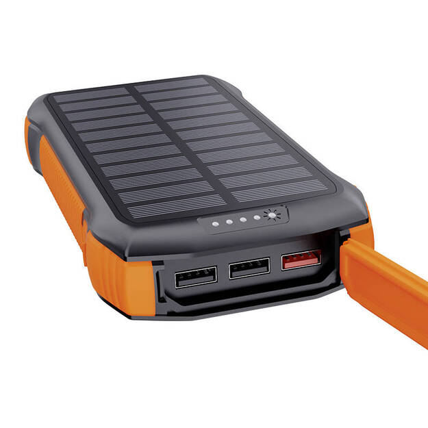 Choetech B657 Solar power bank with inductive charging 3x USB  20000mAh 20W / QC 18W / Qi 10W (black-orange)