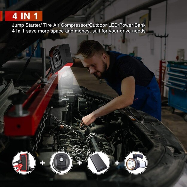 4-IN-1 2000A starteris ar gaisa kompresoru Jstar 5