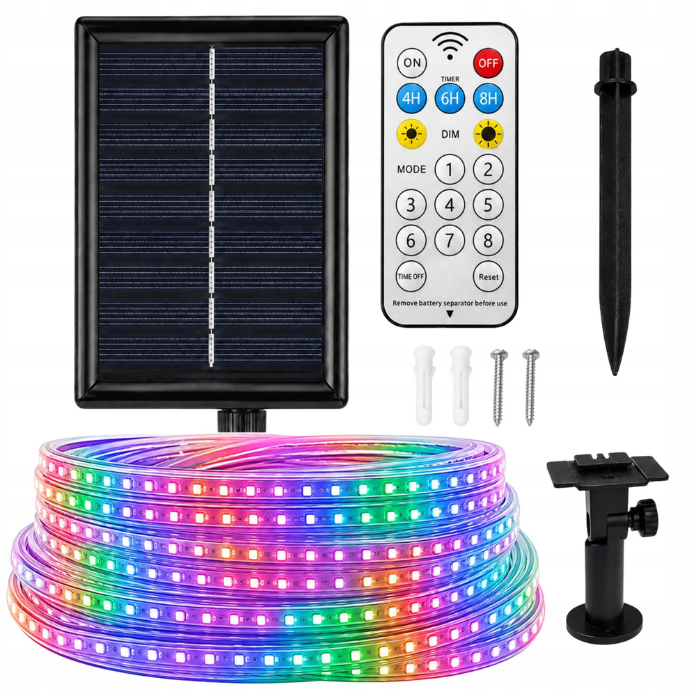 LED lente ar saules bateriju, 10m